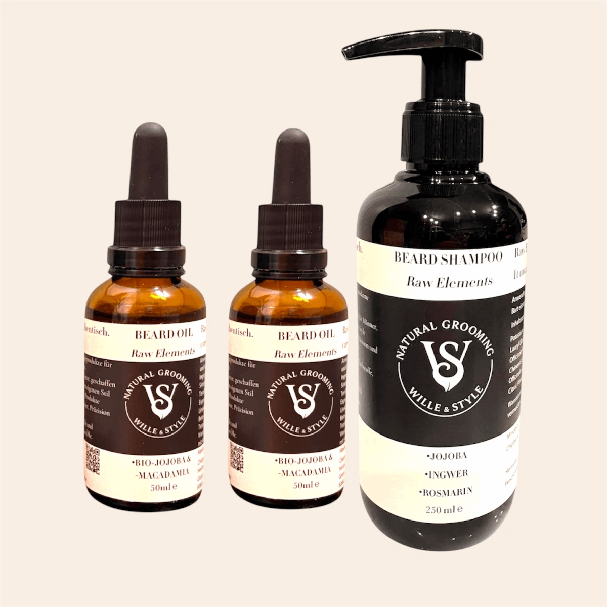 Natürliches Pflegeset mit Bartöl und Bartshampoo von Wille & Style.