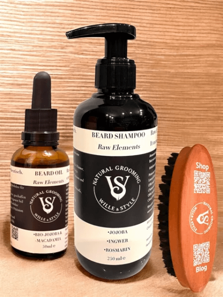 Bartpflegeset dreiteilig -Shampoo + Öl + Bürste von Wille & Style